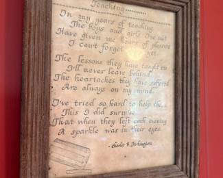 Framed Poem Verse Handwritten Calligraphy Rustic Barnwood Frame Red Wall Decor