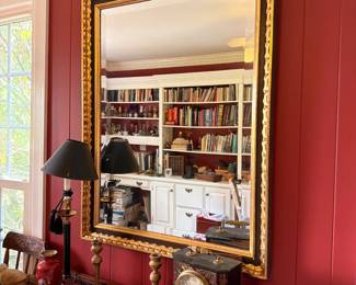 Large Ornate Gold Framed Mirror Red Wall Antique Gilded Wall Mirror