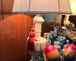 White Ceramic Table Lamp Tassel Vintage Maracas Collectibles