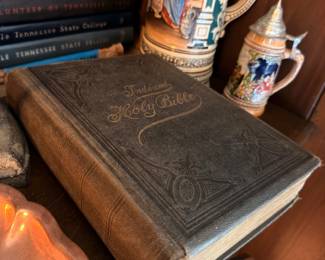 Antique Leather Bound Holy Bible Tennessee State College Yearbook Stein