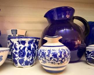 Cobalt Blue Pitcher Blue White Delft Style Vases Pottery Collection