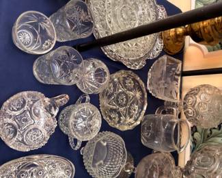 Pressed Glass Crystal Collection Plates Bowls Candy Dishes Shelf