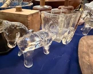 Clear Glass Donkey Figurine and Pressed Glass Collection