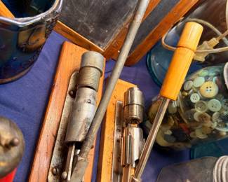 Antique Hand Tools Vintage Buttons Hardware Primitives Lot
