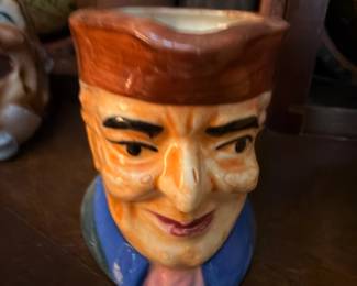 Toby Character Jug Mug Hand Painted Face Blue Collar Brown Hat