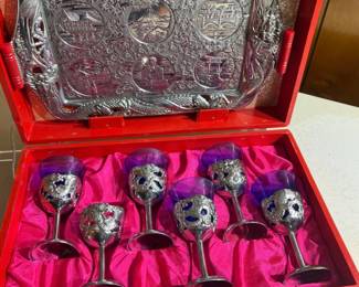 Japanese Cobalt Blue Drink Set