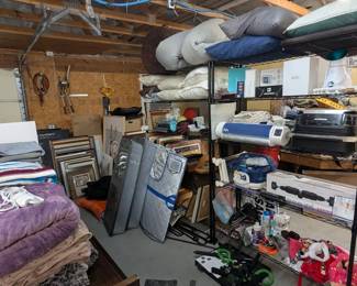 Pillows, bedsheets, blankets, Ninja air fryer, Sizzix Eclipse laser scoring and cutting machine, foot spa, mobility wall back muscle relief, dog clothes, leash, lifejacket, and other dog supplies, dry sauna, infrared sauna, Native American art, vintage wood bowls, trays, and displays, and more.