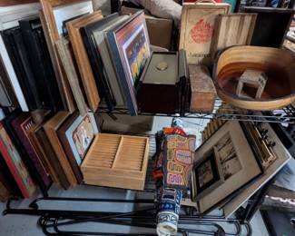 Vintage and contemporary Native American and Mexican art, vintage wood bowls and boxes.
