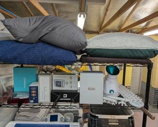 Dog bed, pillows, face steamer, fascia blaster massager, fat freezer, hairmax hair growth stimulator, microderm needle, teeth whitening kit, red light therapy wand, jaw strengthening kit, and more.