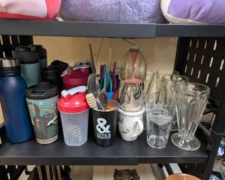 Cups, glasses, bottles, shakers, mugs, straws, and more.