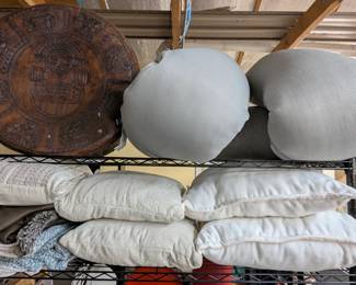 Huge body pillow with removable and washable cover, misc. pillows, blankets and throws, vintage Aztec/Mayan leather decor/case.