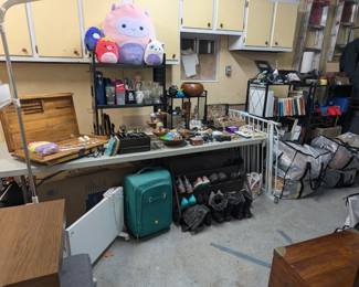 Vintage abacus kid's table, luggage, space heater, women's shoes, squishmallows, art, decor, sculptures, clothes, dog gates, bottles, cups, and more.