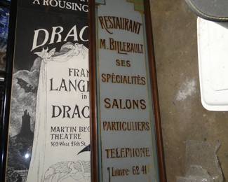 Reverse glass 1890s restaurant boards 3 of these two are distressed very large and heavy