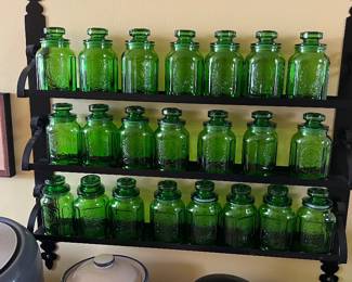 1960’s Wheaton Spice jars and rack