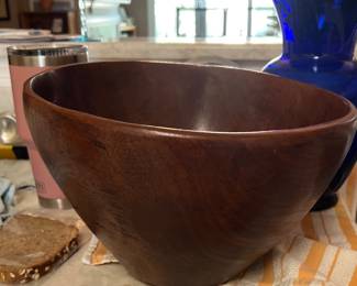 Large, one piece, carved wood bowl