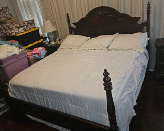 King Size  4 post bed frame, mattress & boxspring $325 AVAILABLE for Presale. Text 704-724-3288