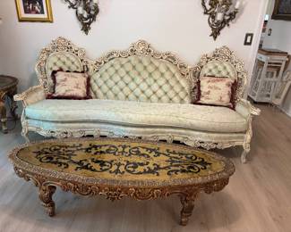 Wood Carved Sofa by Cellini