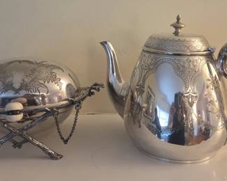 Decorative silver plated items with etched detailing
