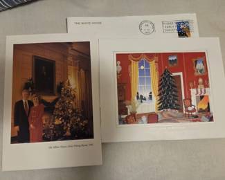 Two Christmas cards from the White House- Bill and Hilary Clinton.