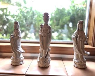Three Chinese blanc de chine figures