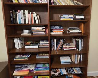 Lots of books and book shelves, mainly Judaic and Hebrew subjects