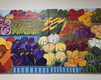 "Farmer's Market"  (two panels)  72"  x 36")