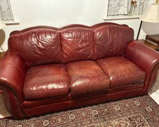 red leather couch