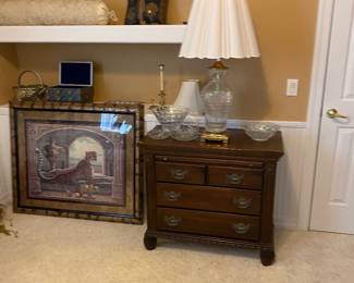 Side table that matches the dresser, Art, pillows, etc.