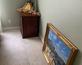 Cabinet, lamp, wall art