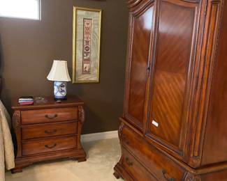Matching side table and armoire