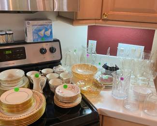 Glassware and Lenox holiday China set