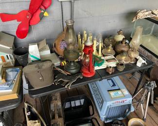 All lamps, pottery, binoculars, and more