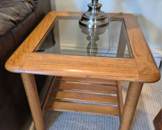 Lot 8: Oak & Glass Side / End Tables - Set of 3