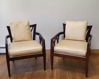 Lot 4: Pair of Baker Furniture Accent Chairs - Solid Wood, Designer Quality