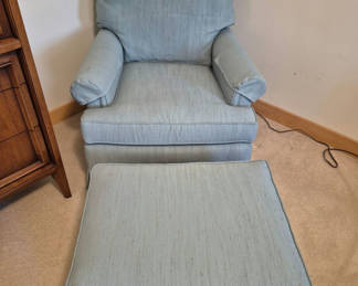 Lot 7: Drexel upholstered armchair and matching ottoman