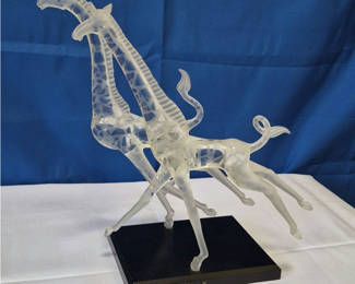 Lot 15: Townsend Glass Studio “Pair of Giraffe” Limited Edition Art Glass Sculpture 6/25 w/ COA