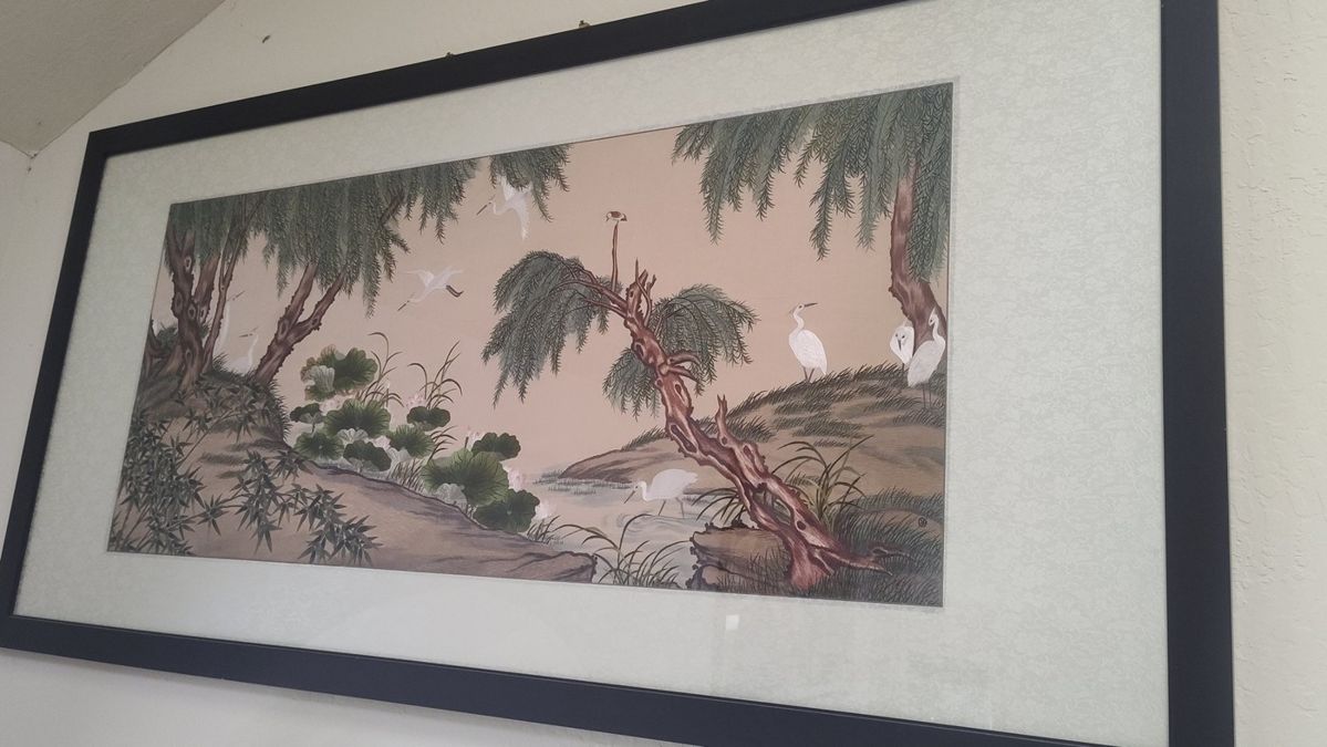 Chinese Painting of Egrets and Willow Tree, Attributed to Shen Quan