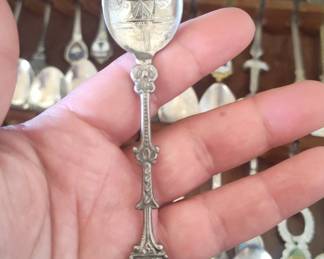 Souvenir Spoon with Ship and Amber-like Inlay