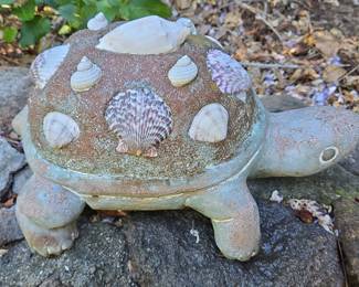 Seashell Decorated Turtle Garden Statue