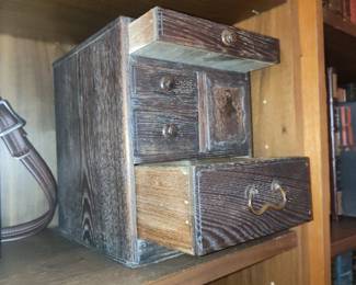 Antique Japanese Haribako (Sewing Box) Miniature Tansu