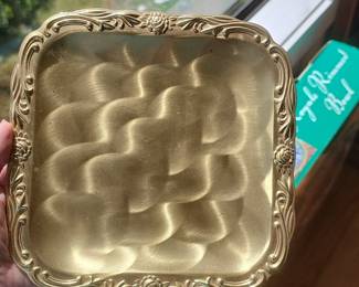 Seki Japan Brass Decorative Tray with Floral Border