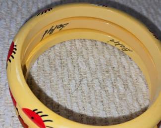 Set of 3 Hand-Painted Ladybug Bangles