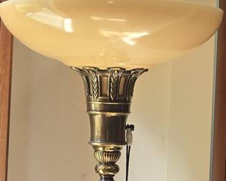 Art Deco Torchiere Floor Lamp with Frosted Glass Shade
