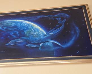 Whales and Dolphins in Space Painting by George Sumner
