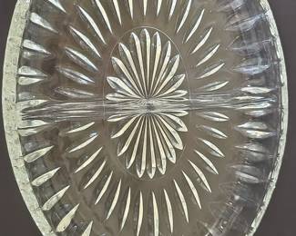 Crystal Divided Serving Platter with Fan and Starburst Pattern