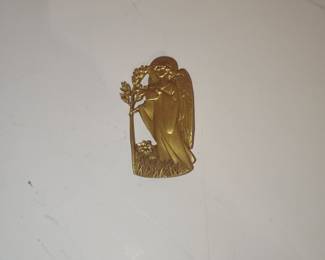 Vintage Angel Brooch and Cloisonné Pin Set