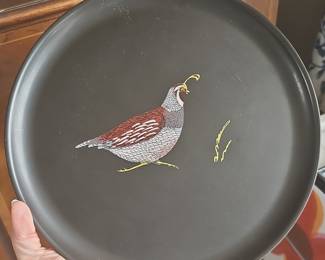Vintage Couroc of Monterey Quail Tray