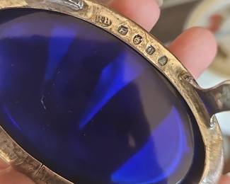Sterling Silver and Cobalt Blue Glass Salt Cellar by Joseph Jennens & Co