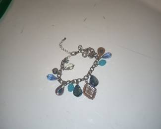 Charm Bracelet with Blue and Clear Crystals