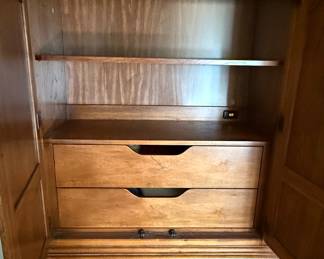 Vintage Thomasville Solid Oak Armoire with Drawers